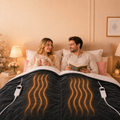 PYROEPLEEA Heated Electric Blanket King 90 x 100 in, Flannel Sherpa, 2 Controllers, Dual Zone, 6 Heat Settings, 1-12 Hour Auto Off, Washable-Dark Gray