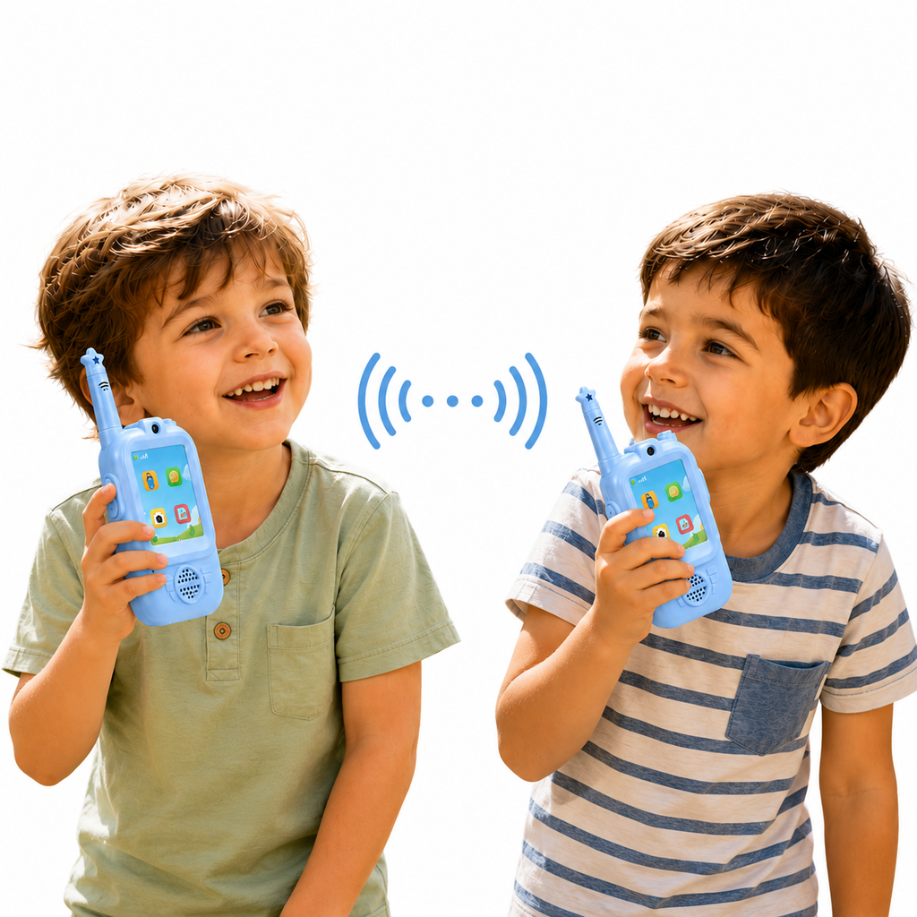 PYROEPLEEA Video Walkie Talkies for Kids 2 Pack, Rechargeable Long Range Two Way Radios with Screen, Camera & Voice Changer, Outdoor Toys, Blue