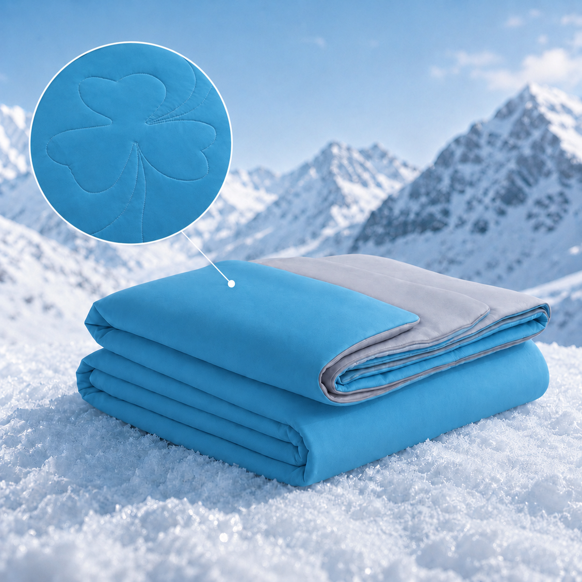 PYROEPLEEA 90" x 90" Cooling Blanket Queen Size for Hot Sleepers, Lightweight Breathable Soft Blanket for Night Sweats, Bed Sofa Travel, Clover Blue