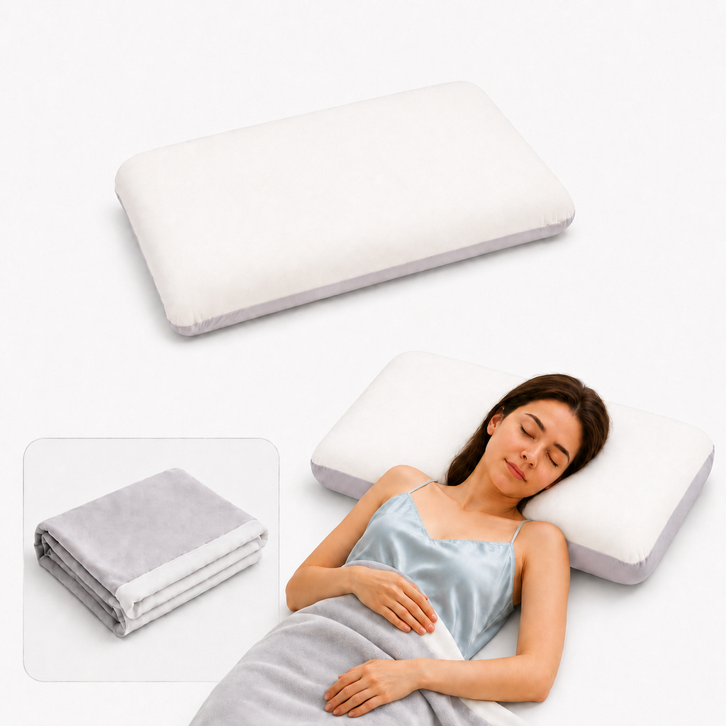PYROEPLEEA Cooling Memory Foam Pillow Queen Size, Supportive Slow Rebound Bed Pillow with Dual-Sided Cool & Plush Cover, Neck Support Pillow for Side Back Stomach Sleepers