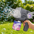 PYROEPLEEA Electric Bubble Gun, Gray 10-Hole High Output Automatic Portable Bubble Blaster, Kids Outdoor Play Toy