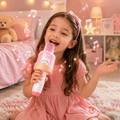 Kids Karaoke Microphone with Bluetooth Speaker, LED Lights Singing Toy with Voice Changer Effects, All-in-One Portable Karaoke Microphone for Girls and Boys Ages 3-12, Birthday Party Gift, Pink