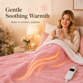 PYROEPLEEA Heated Electric Blanket Full Size 72 x 84 in, Flannel Sherpa, 6 Heat Settings, 1-12 Hr Auto Off, Machine Washable for Bed or Couch-Pink