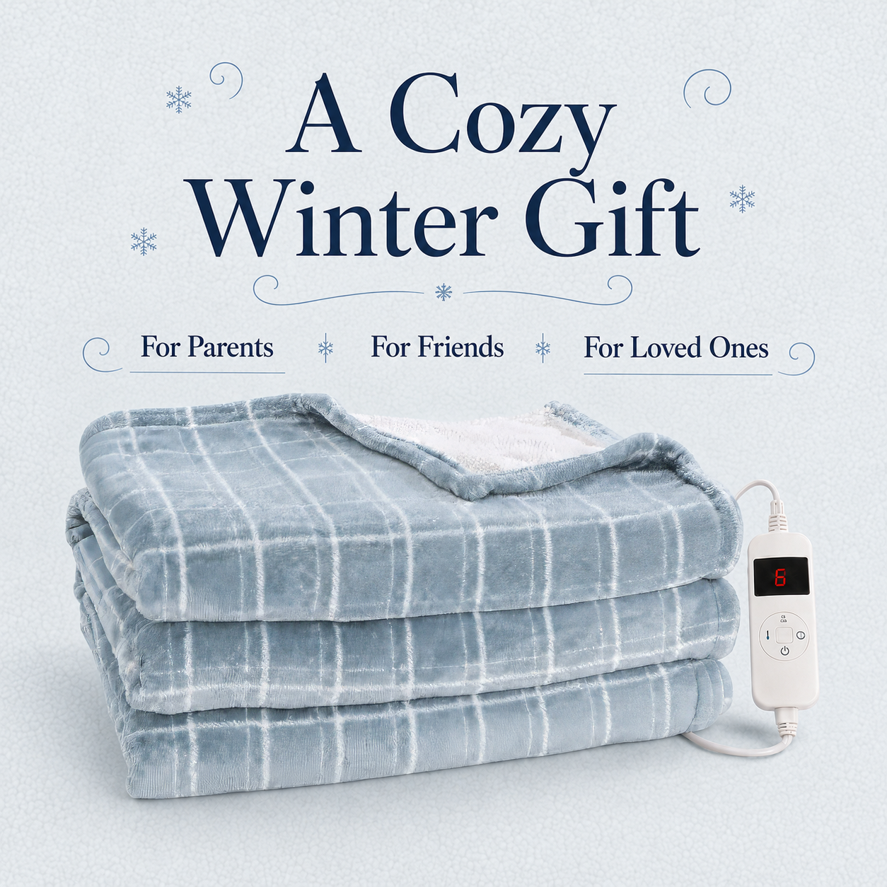 PYROEPLEEA Heated Throw Blanket 50 x 60 in, Flannel Sherpa, 6 Heat Settings, 1-12 Hour Auto Off, Machine Washable for Couch or Bed-Light Gray Plaid