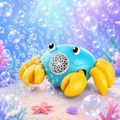 PYROEPLEEA Crab Bubble Machine for Kids, USB Rechargeable Automatic Bubble Maker with LED Lights, 2 Bubble Bottles, Outdoor Toy, Ages 3 and Up, Blue