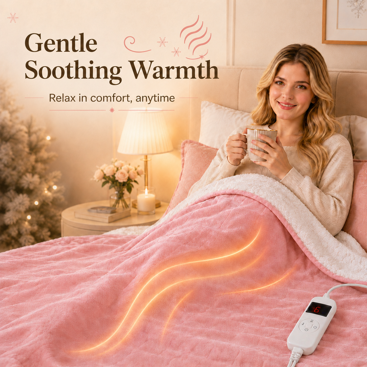 PYROEPLEEA Heated Throw Blanket 50 x 60 in, Flannel Sherpa, 6 Heat Settings, 1-12 Hour Auto Off, Machine Washable for Couch or Bed-Pink
