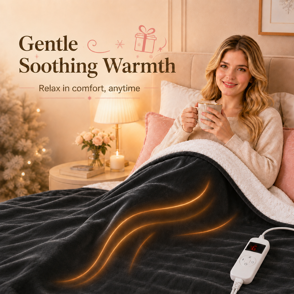 PYROEPLEEA Heated Electric Blanket Full Size 72 x 84 in, Flannel Sherpa, 6 Heat Settings, 1-12 Hr Auto Off, Machine Washable for Bed or Couch-Dark Gray