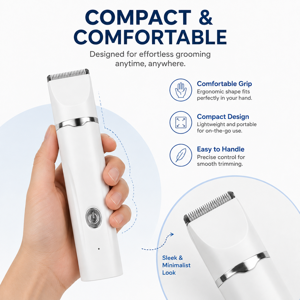 PYROEPLEEA 4-in-1 Dog Clippers & Pet Grooming Kit, 2-Speed Cordless Hair Trimmer with Paw Trimmer & Nail Grinder, White