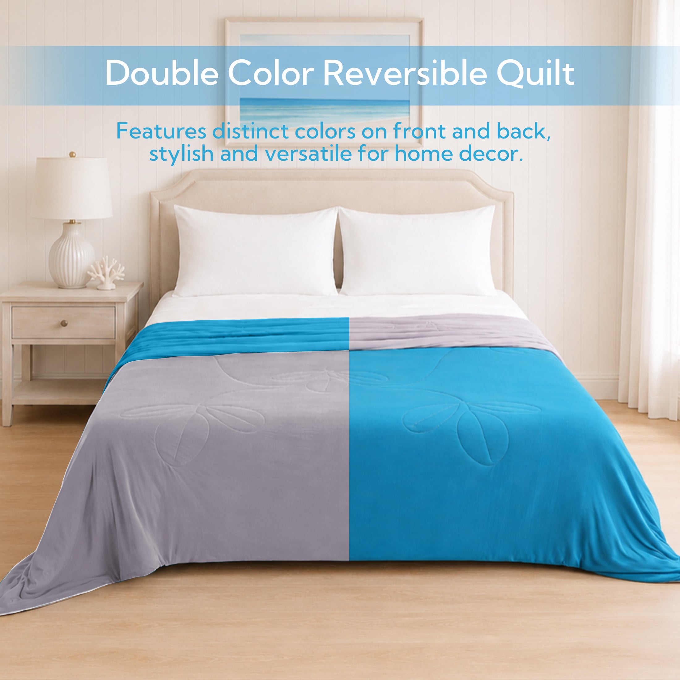 PYROEPLEEA Cooling Blanket for Hot Sleepers Queen Size (90" x 90"), Lightweight Breathable Summer Cooling Comforter for Night Sweats, Feather Blue