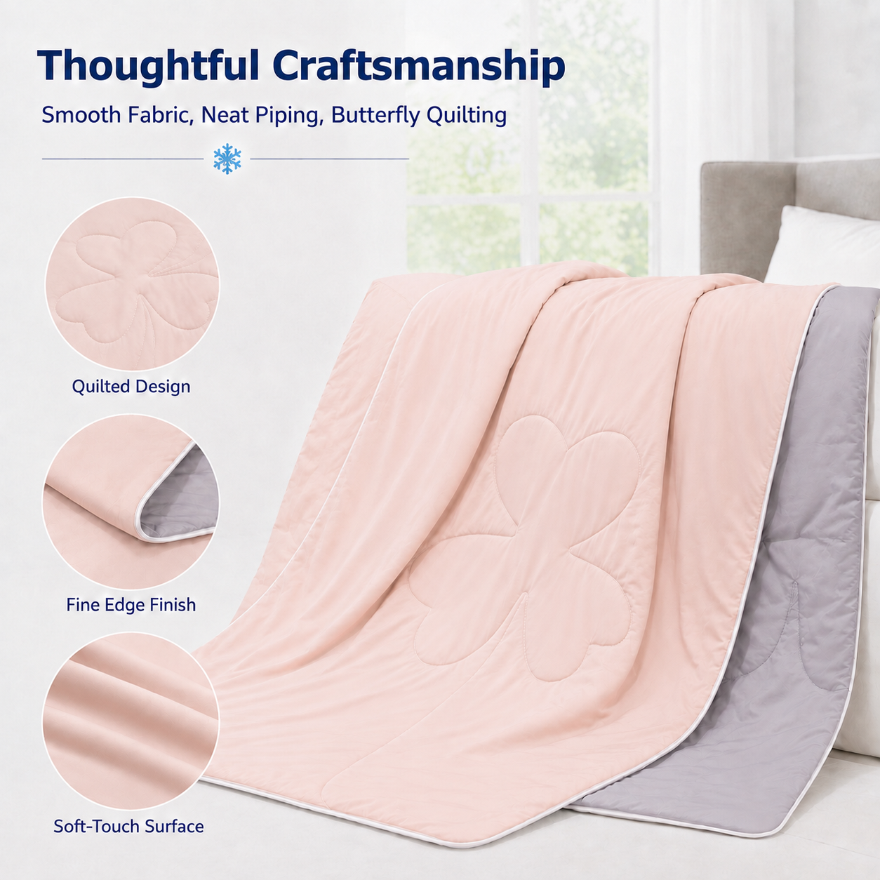 PYROEPLEEA 90" x 108" Cooling Blanket King Size for Hot Sleepers, Lightweight Breathable Soft Blanket for Night Sweats, Bed Sofa Travel, Clover Pink