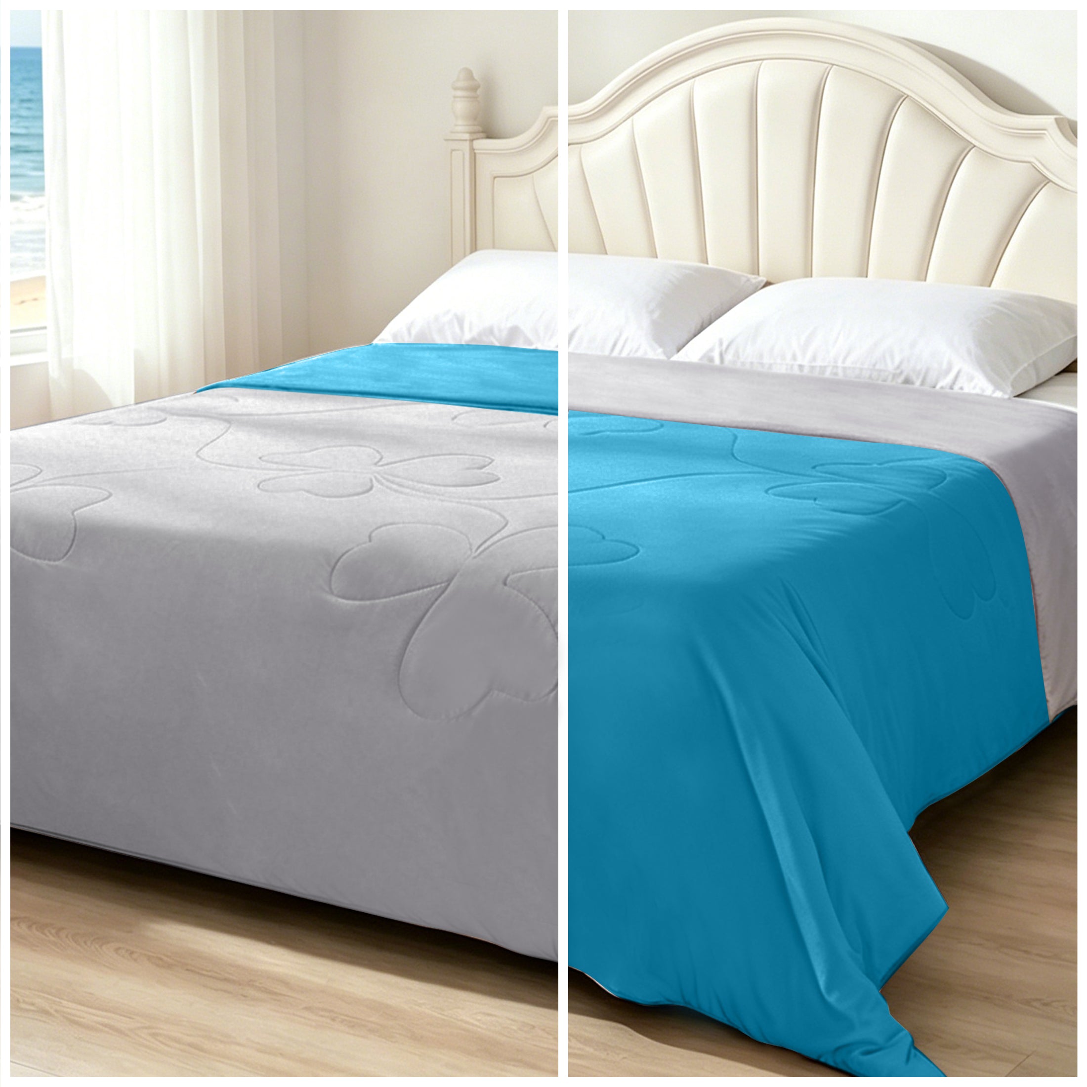PYROEPLEEA Cooling Blanket for Hot Sleepers King Size (90" x 108"), Lightweight Breathable Summer Cooling Comforter for Night Sweats, Clover Blue