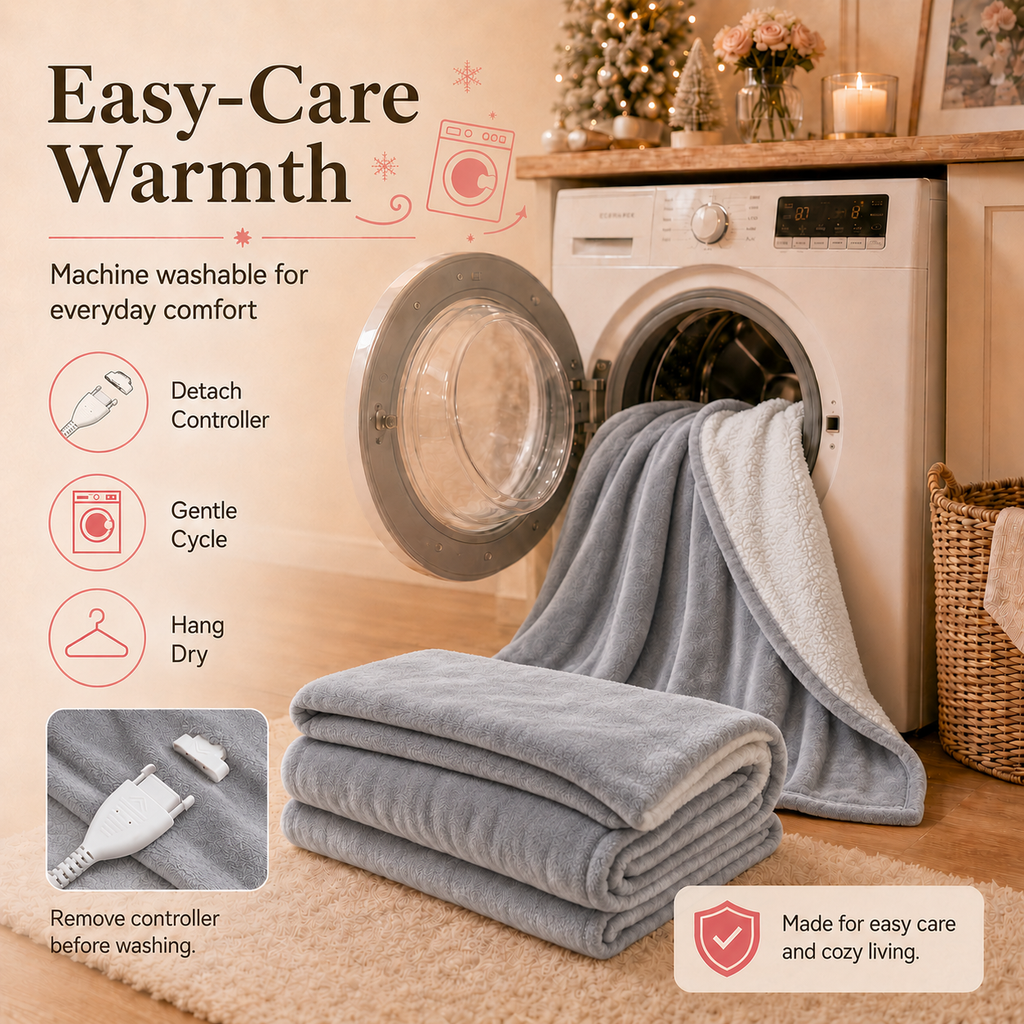 PYROEPLEEA Heated Throw Blanket 50 x 60 in, Flannel Sherpa, 6 Heat Settings, 1-12 Hour Auto Off, Machine Washable for Couch or Bed-Light Grey