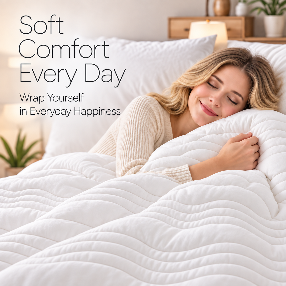 PYROEPLEEA All Season Comforter Twin 66 x 90 Inches, Ultra Soft Brushed Microfiber Down Alternative Comforter, Lightweight Wave Quilted Bedding, Machine Washable, White