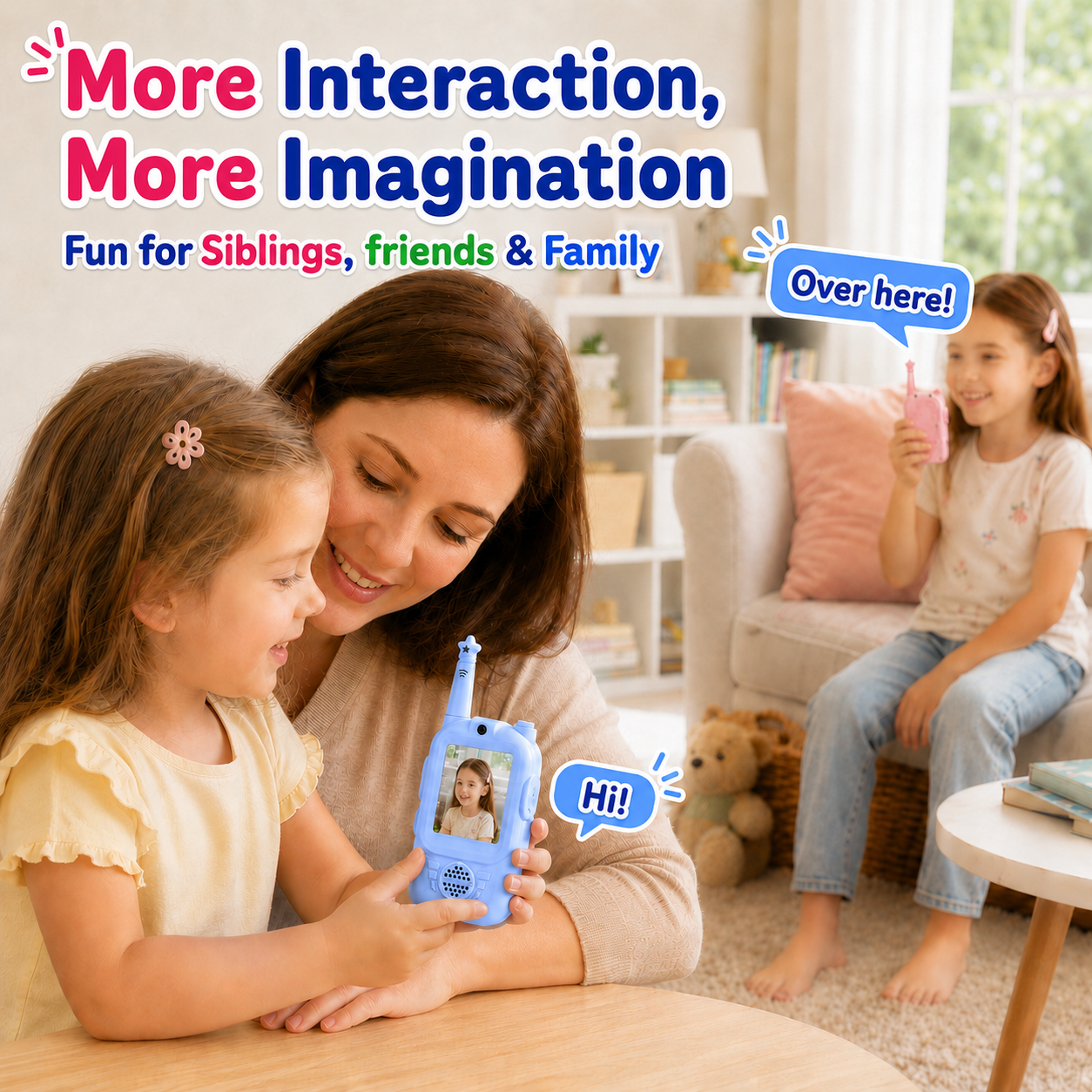 PYROEPLEEA Video Walkie Talkies for Kids 2 Pack, Rechargeable Long Range Two Way Radios with Screen, Camera & Voice Changer, Outdoor Toys