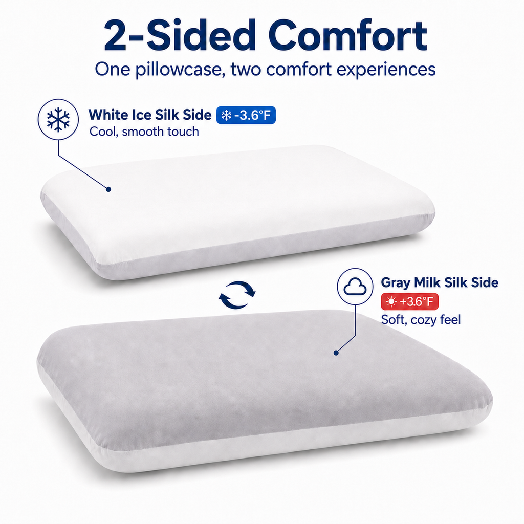 PYROEPLEEA Cooling Memory Foam Pillow Queen Size, Supportive Slow Rebound Bed Pillow with Dual-Sided Cool & Plush Cover, Neck Support Pillow for Side Back Stomach Sleepers