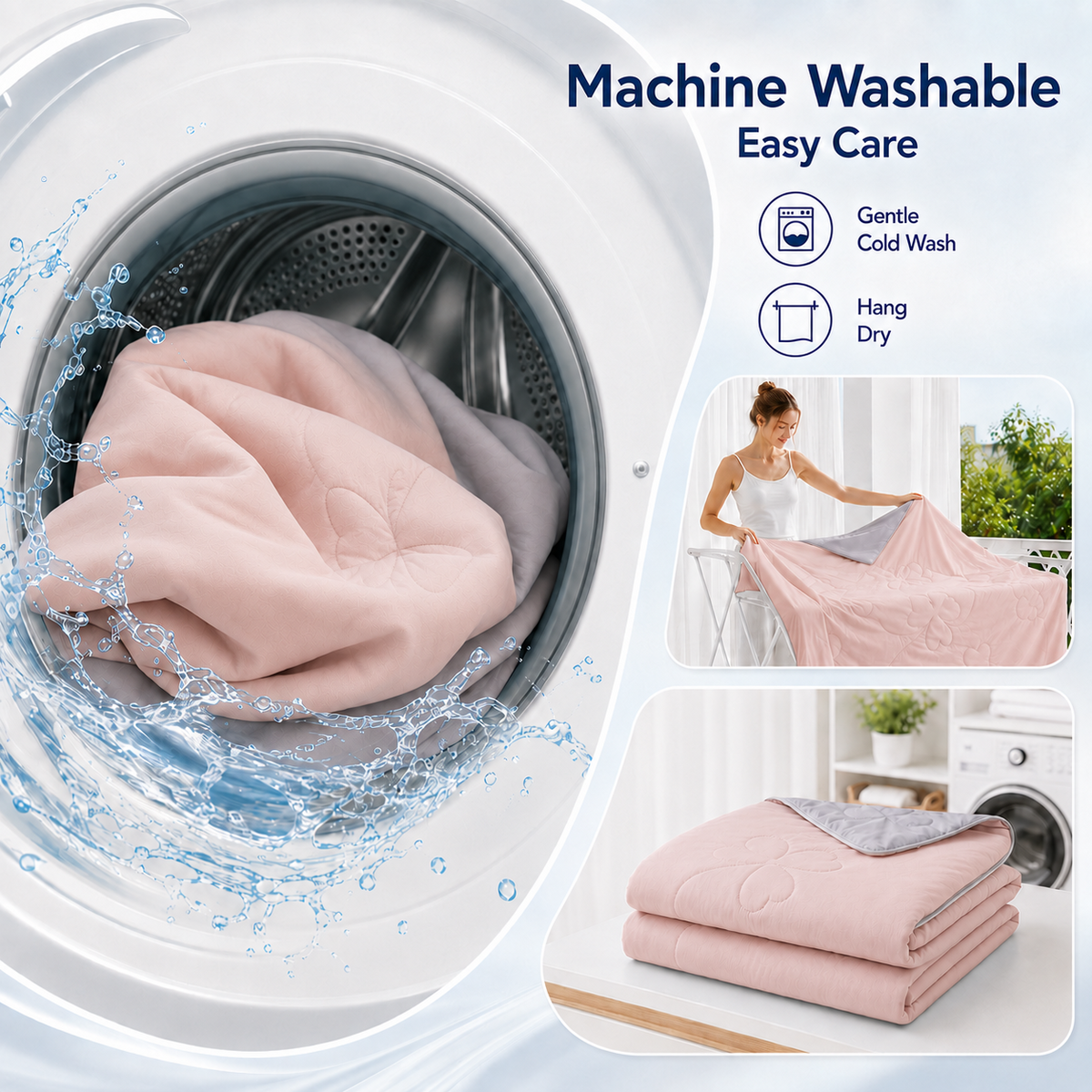 PYROEPLEEA 90" x 108" Cooling Blanket King Size for Hot Sleepers, Lightweight Breathable Soft Blanket for Night Sweats, Bed Sofa Travel, Clover Pink
