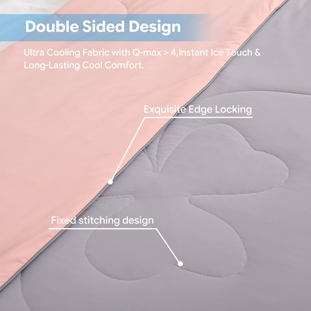 PYROEPLEEA Cooling Blanket for Hot Sleepers Twin Size (60" x 80"), Lightweight Breathable Summer Cooling Comforter for Night Sweats, Clover Pink