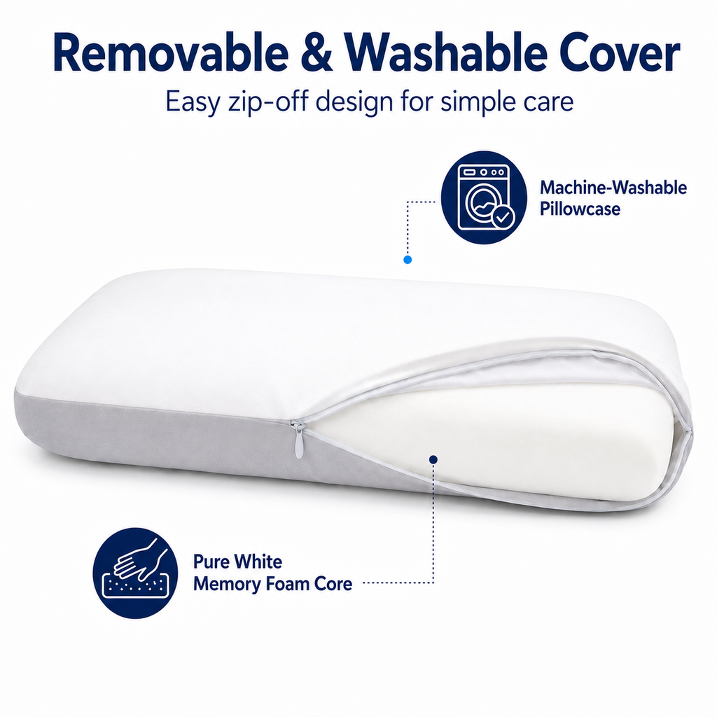 PYROEPLEEA Cooling Memory Foam Pillow Queen Size, Supportive Slow Rebound Bed Pillow with Dual-Sided Cool & Plush Cover, Neck Support Pillow for Side Back Stomach Sleepers