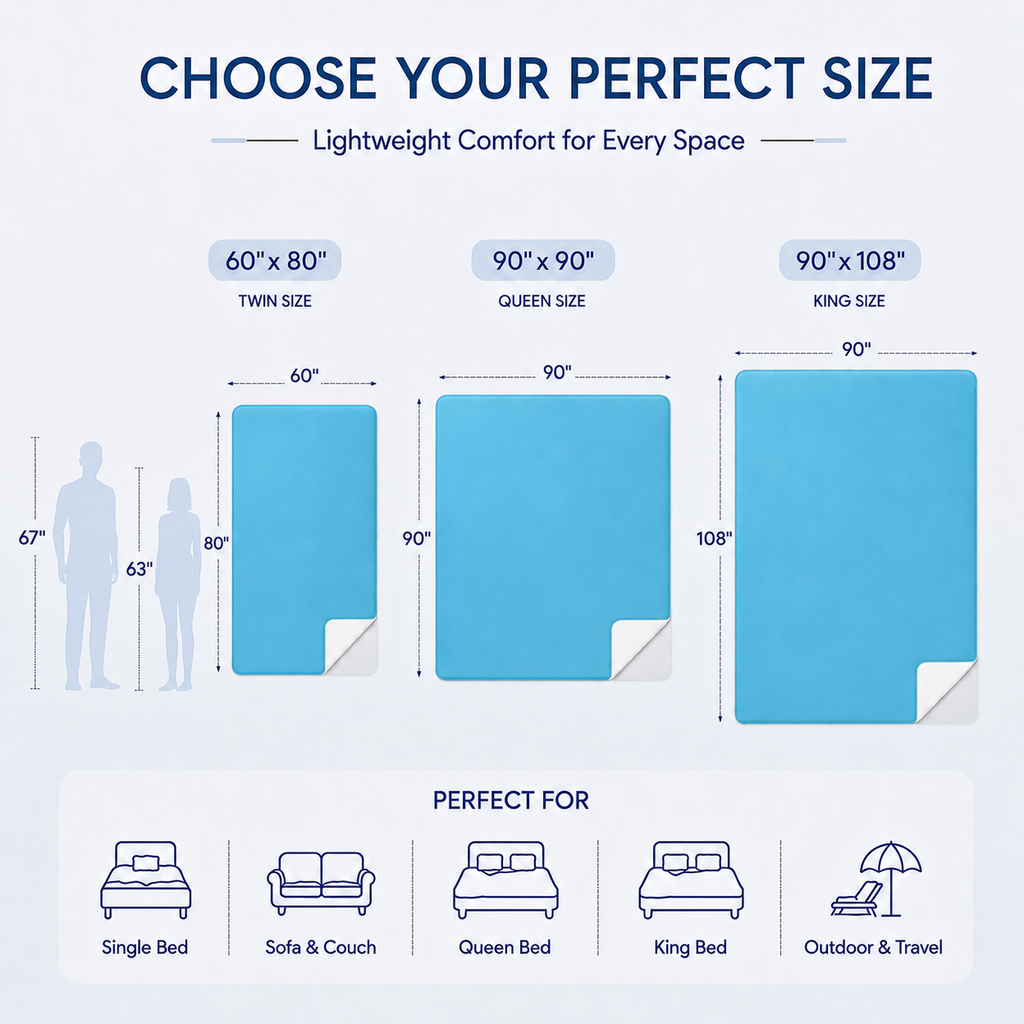 PYROEPLEEA 90" x 108" Cooling Blanket King Size for Hot Sleepers, Lightweight Breathable Soft Blanket for Night Sweats, Bed Sofa Travel, Leaves Blue