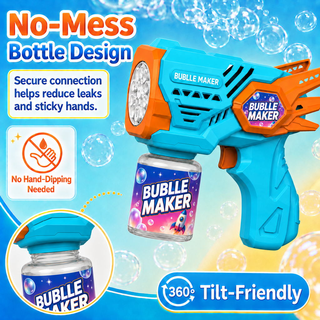 PYROEPLEEA Bubble Machine for Kids, Angel Wings Handheld Bubble Maker, USB Rechargeable Outdoor Bubble Toy for Boys Girls Ages 3+, Blue