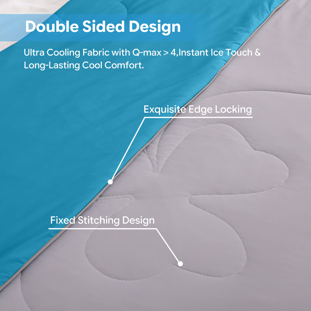 PYROEPLEEA Cooling Blanket for Hot Sleepers King Size (90" x 108"), Lightweight Breathable Summer Cooling Comforter for Night Sweats, Clover Blue