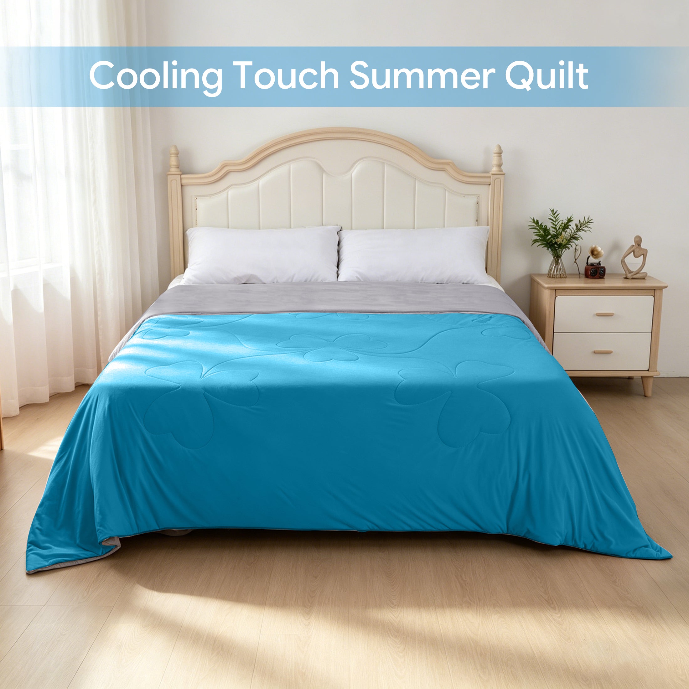 PYROEPLEEA Cooling Blanket for Hot Sleepers Twin Size (60" x 80"), Lightweight Breathable Summer Cooling Comforter for Night Sweats, Clover Blue