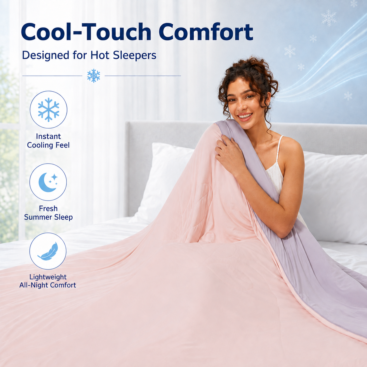 PYROEPLEEA 90" x 90" Cooling Blanket Queen Size for Hot Sleepers, Lightweight Breathable Soft Blanket for Night Sweats, Bed Sofa Travel, Leaves Pink