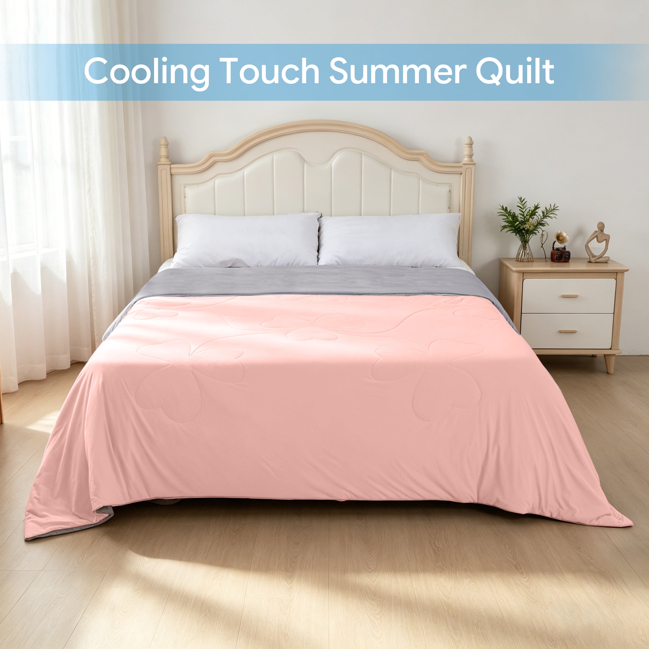 PYROEPLEEA Cooling Blanket for Hot Sleepers King Size (90" x 108"), Lightweight Breathable Summer Cooling Comforter for Night Sweats, Clover Pink