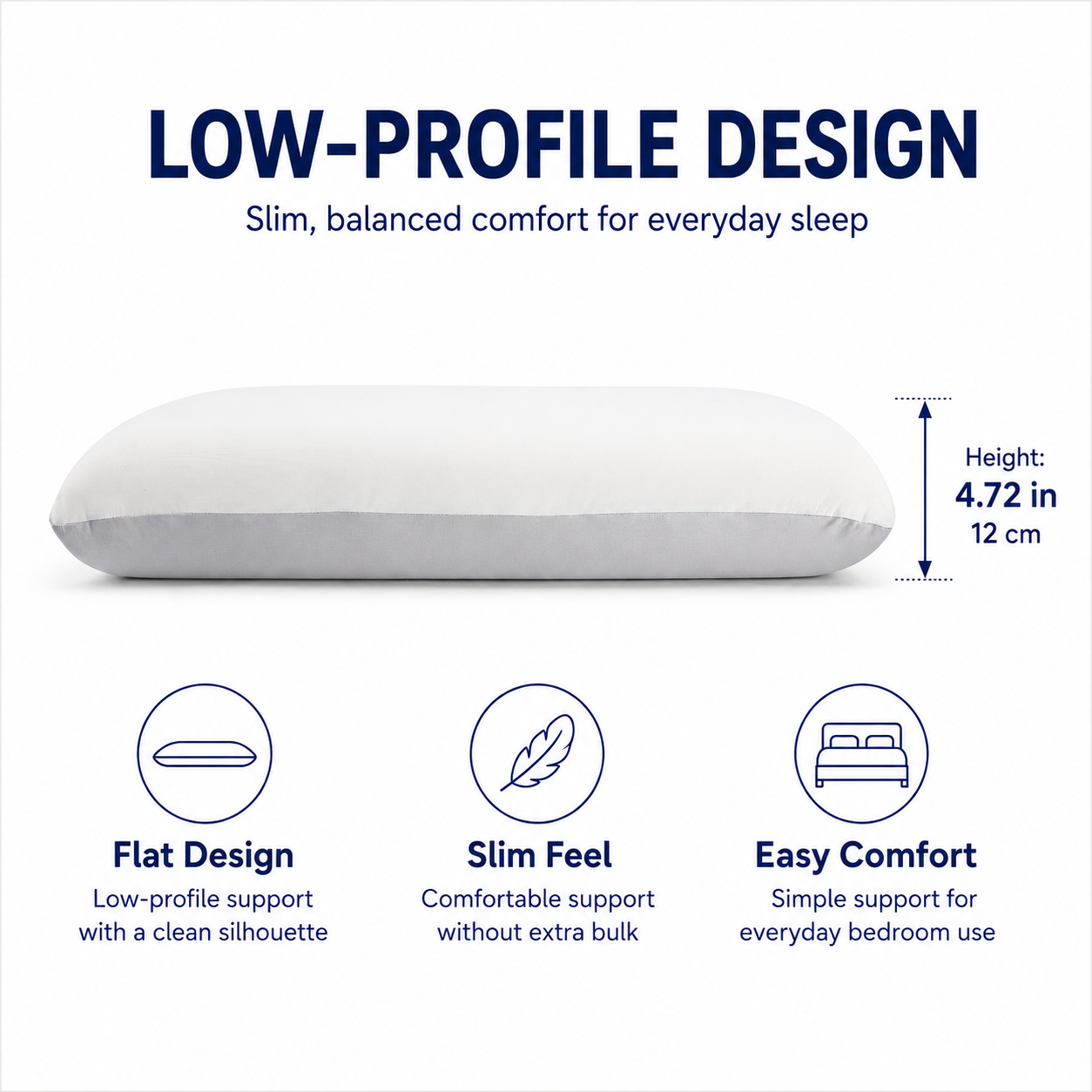 PYROEPLEEA Cooling Memory Foam Pillow Queen Size, Supportive Slow Rebound Bed Pillow with Dual-Sided Cool & Plush Cover, Neck Support Pillow for Side Back Stomach Sleepers