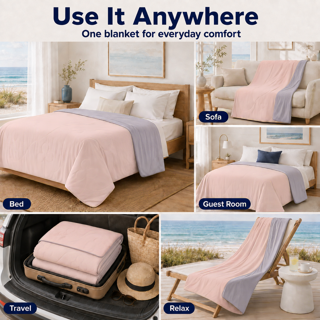 PYROEPLEEA 90" x 108" Cooling Blanket King Size for Hot Sleepers, Lightweight Breathable Soft Blanket for Night Sweats, Bed Sofa Travel, Clover Pink