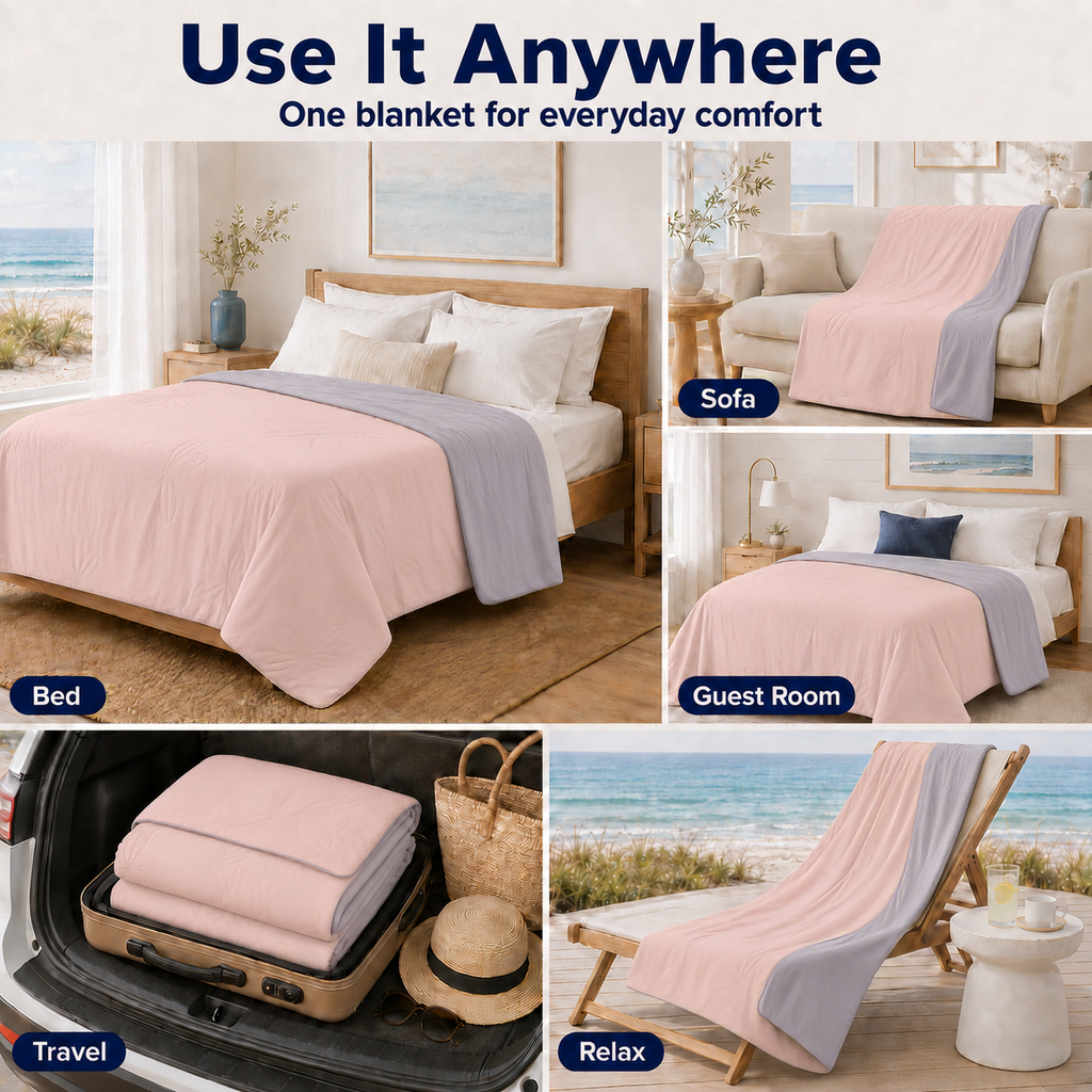 PYROEPLEEA 90" x 90" Cooling Blanket Queen Size for Hot Sleepers, Lightweight Breathable Soft Blanket for Night Sweats, Bed Sofa Travel, Leaves Pink
