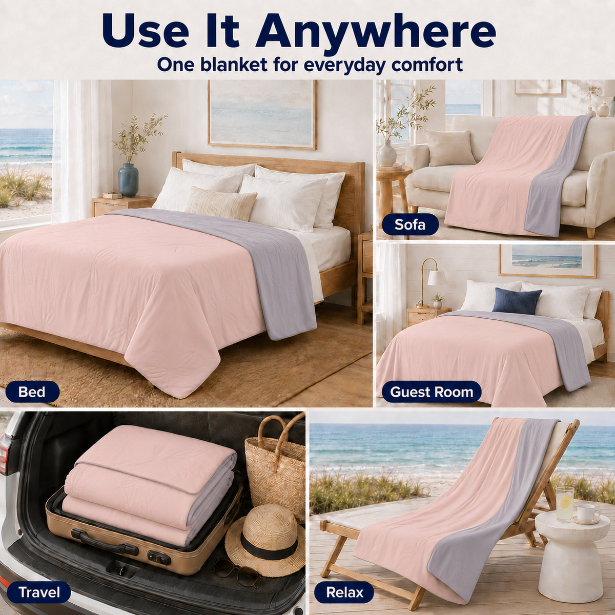 PYROEPLEEA 90" x 90" Cooling Blanket Queen Size for Hot Sleepers, Lightweight Breathable Soft Blanket for Night Sweats, Bed Sofa Travel, Leaves Pink