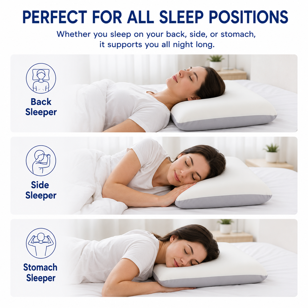 PYROEPLEEA Cooling Memory Foam Pillow Queen Size, Supportive Slow Rebound Bed Pillow with Dual-Sided Cool & Plush Cover, Neck Support Pillow for Side Back Stomach Sleepers