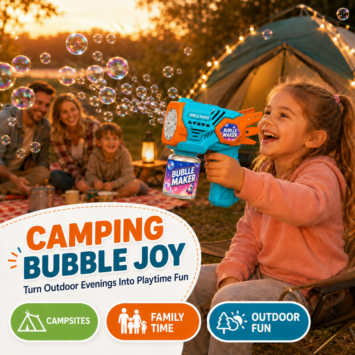 PYROEPLEEA Bubble Machine for Kids, Angel Wings Handheld Bubble Maker, USB Rechargeable Outdoor Bubble Toy for Boys Girls Ages 3+, Blue