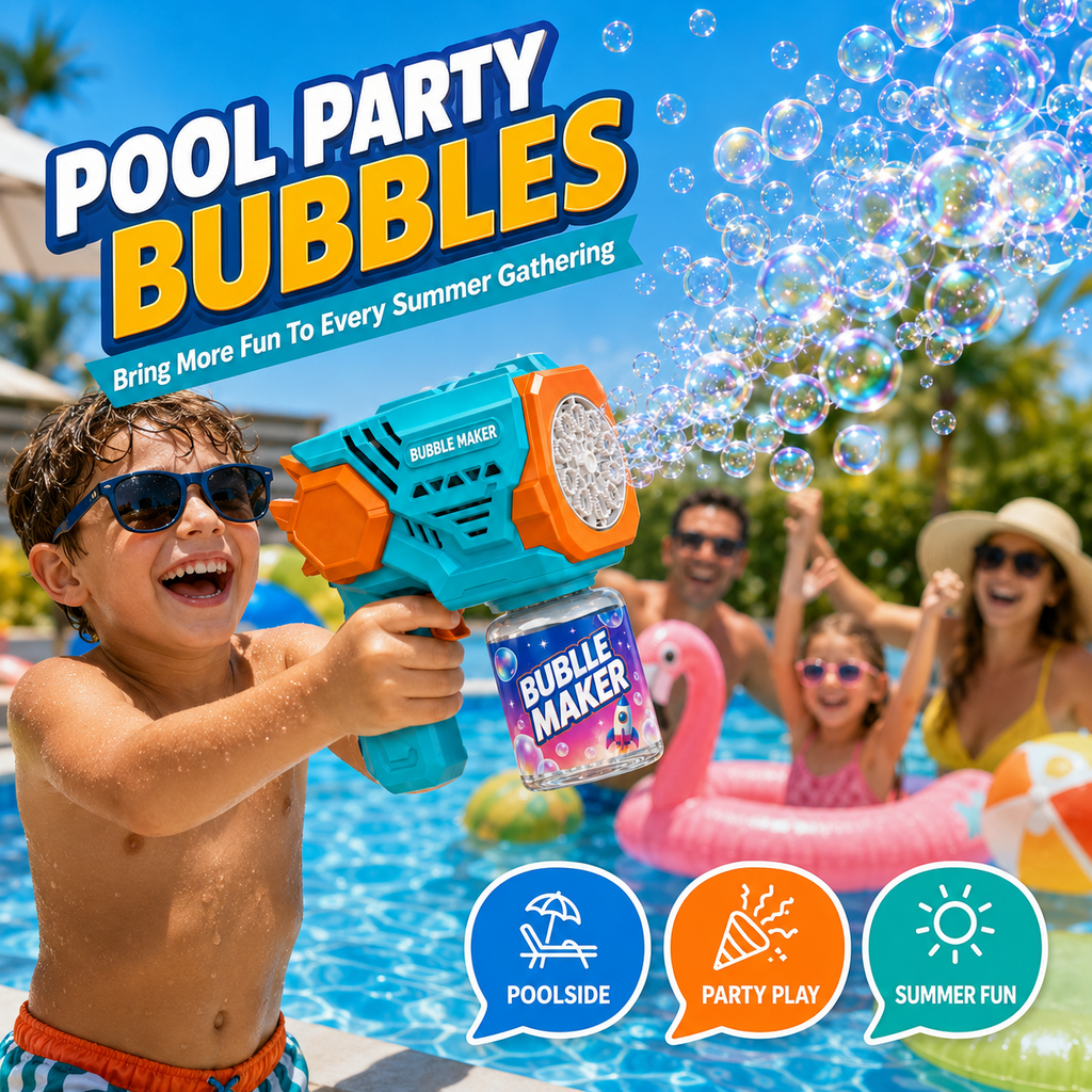 PYROEPLEEA Bubble Machine for Kids, Angel Wings Handheld Bubble Maker, USB Rechargeable Outdoor Bubble Toy for Boys Girls Ages 3+, Blue
