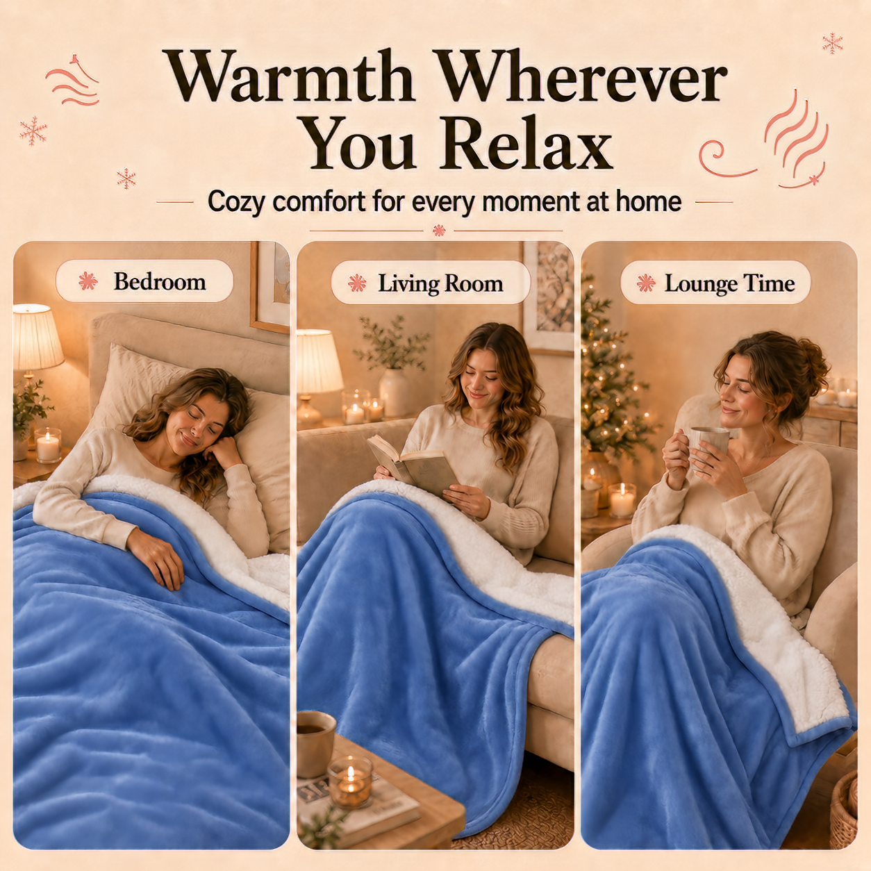 PYROEPLEEA Heated Throw Blanket 50 x 60 in, Flannel Sherpa, 6 Heat Settings, 1-12 Hour Auto Off, Machine Washable for Couch or Bed-Dusty Blue
