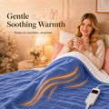 PYROEPLEEA Heated Electric Blanket Twin 62 x 84 in, Flannel Sherpa, 6 Heat Settings, 1-12 Hour Auto Off, Machine Washable for Bed or Couch-Dusty Blue