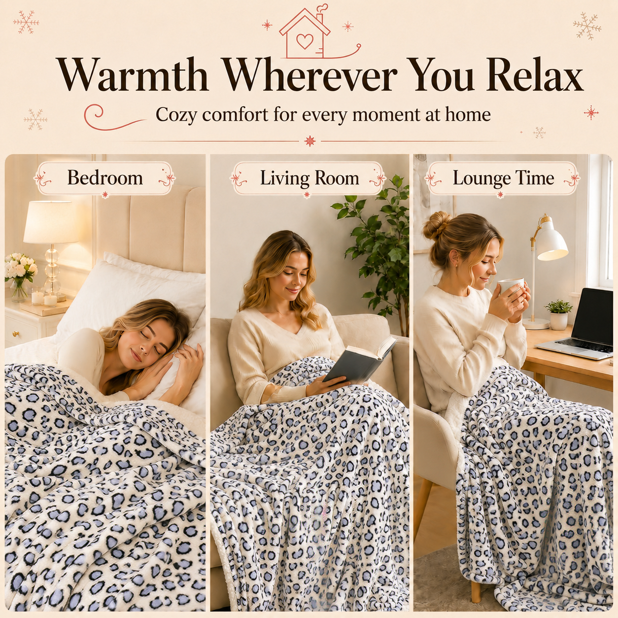 PYROEPLEEA Heated Throw Blanket 50 x 60 in, Flannel Sherpa, 6 Heat Settings, 1-12 Hour Auto Off, Machine Washable for Couch or Bed-Blue White Leopard