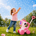 PYROEPLEEA Bubble Machine for Toddlers, Cute Bee-Shaped 2-in-1 Push Walker & Handheld Bubble Blower Toy with Colorful Lights, Outdoor Toy for Boys and Girls
