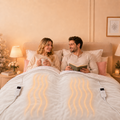 PYROEPLEEA Heated Electric Blanket King 90 x 100 in, Flannel Sherpa, 2 Controllers, Dual Zone, 6 Heat Settings, 1-12 Hour Auto Off, Washable-White